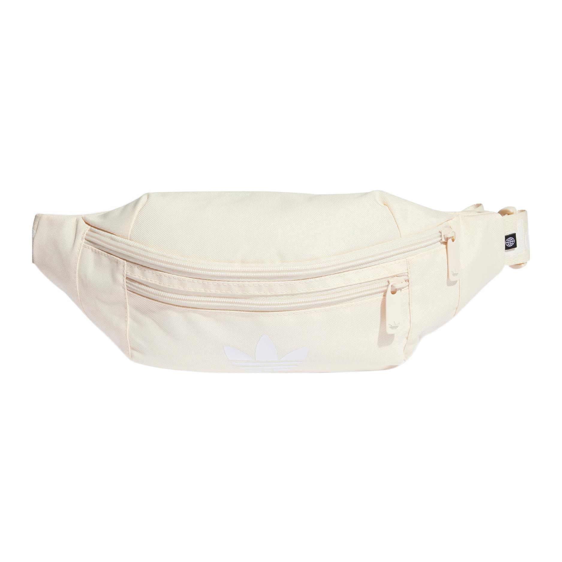 Adidas Originals Solid Color Zipper Closure Large Logo Print Waist Bag Unisex Waist Bag Beige HK2627 Beige Yellow