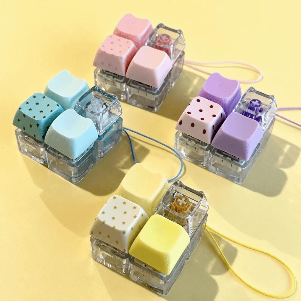 Plastic Fidget Keychain Toy 4 Keys Sensory Toy Fidget Buttons Pendant Pass The Boring Time