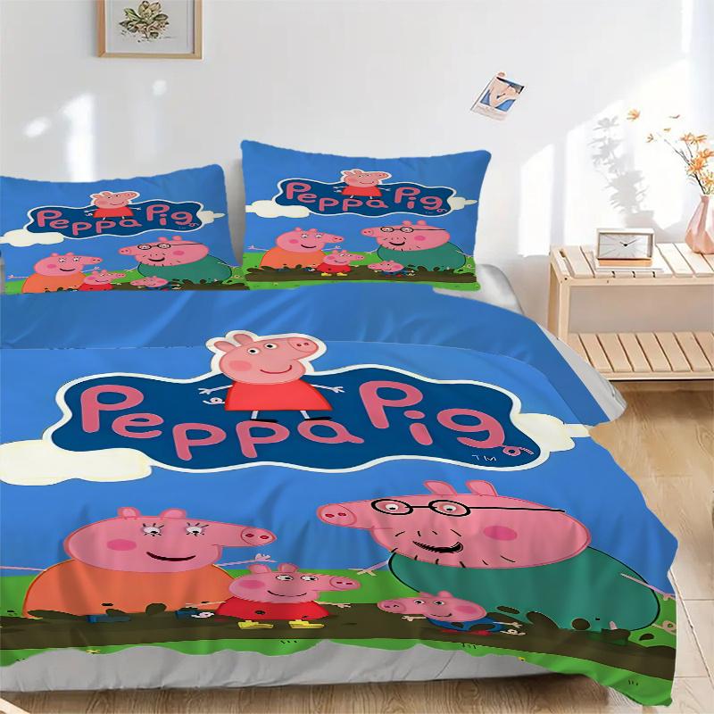 

3pcs Peppa Pig Family Bedding Set-Perfect for Decorative Bedrooms, Guest Rooms, Living Rooms, Hotels-Ideal Gift for Fans, Travelers, Daily U 135x200cm