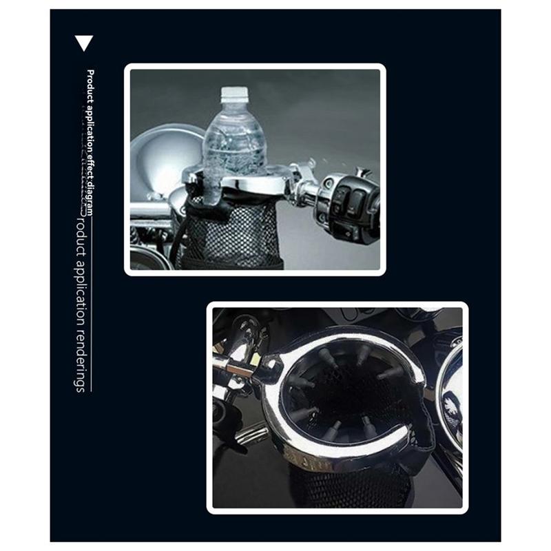 

L10A 22Mm Bar Motorcycle Cup Holder Kettle Holder Universal For Moto Bike Electric Scooter Net Bag Cup Holder чорний