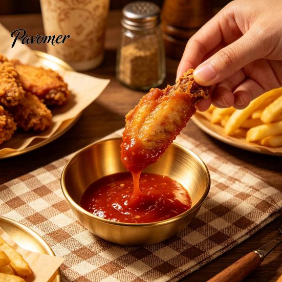 Stackable Metal Bowls for Snacks 6PCS Stainless Steel Seasoning Bowls, Mini Dipping Sauce Cups, Gold Serving Restaurants Round Condiment Dishes
