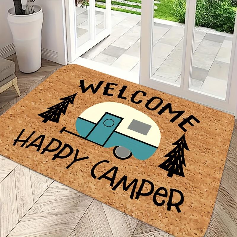 Funny Welcome Mat Doormat Happy Camper Welcome Doormat for Camper Home Use, Suitable for Indoor and Outdoor Entrance Decoration
