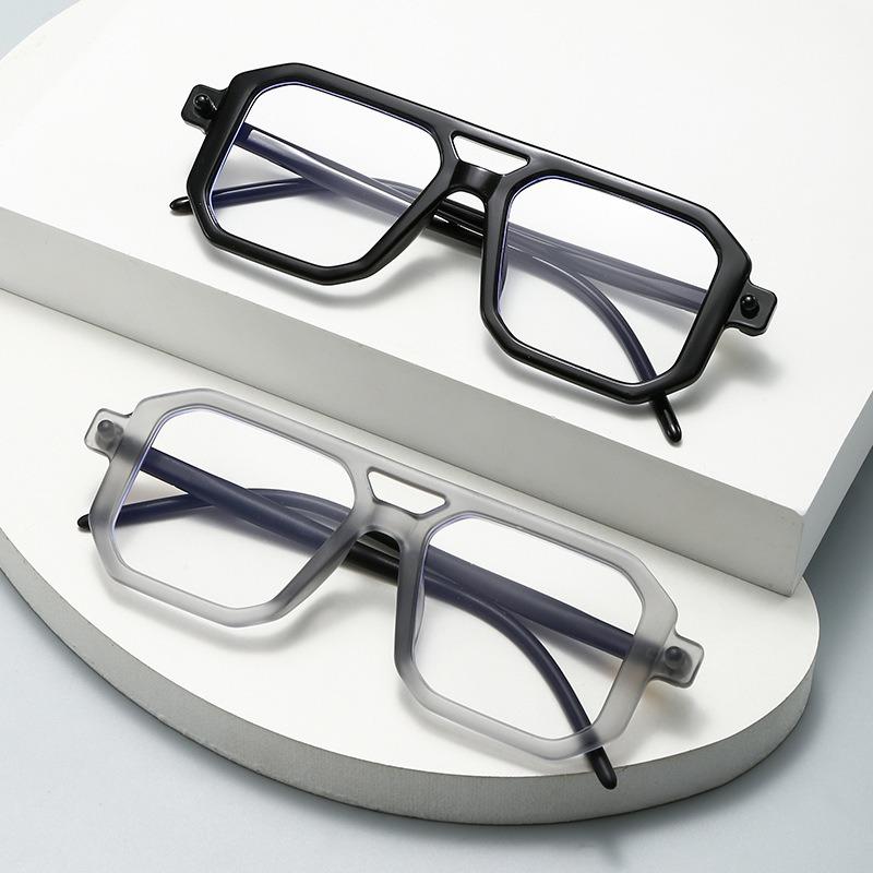 Ladies Double Beam Glasses Frame Retro Anti Blue Light Eyeglasses Fashionable Flat Light Eyewear
