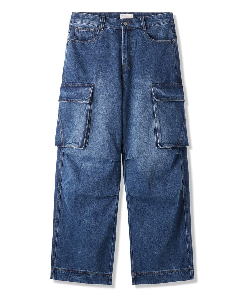BAKKEN [Men] Denim Cargo Wide Pants Bk8925 (2 Colors)