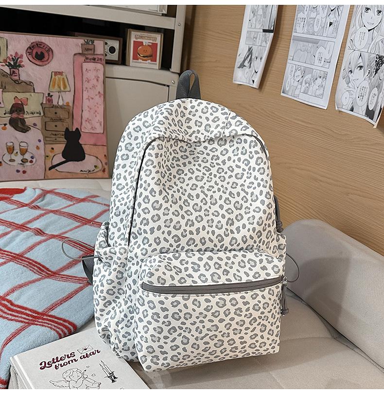 Schultasche Koreanische Version Leopardenmuster Schultasche Weiblich Klein Frisch High School College-Student Rucksack Campus Ins Fengsen Polka-Dot-Rucksack Weiblich