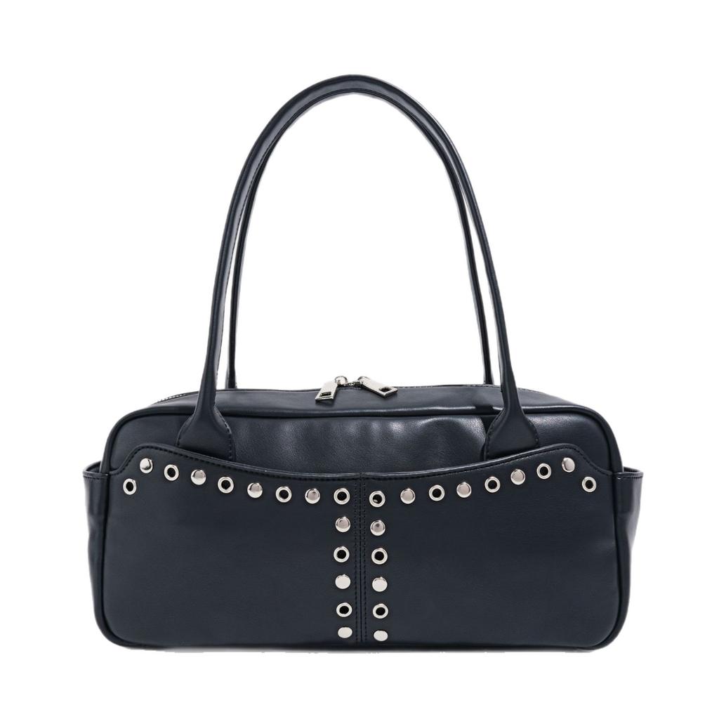 2026 New Punk Style Handbag Rivet Motorcycle Bag Women's Underarm Bag Stylish Design Shoulder Bag PU Leather Handbag