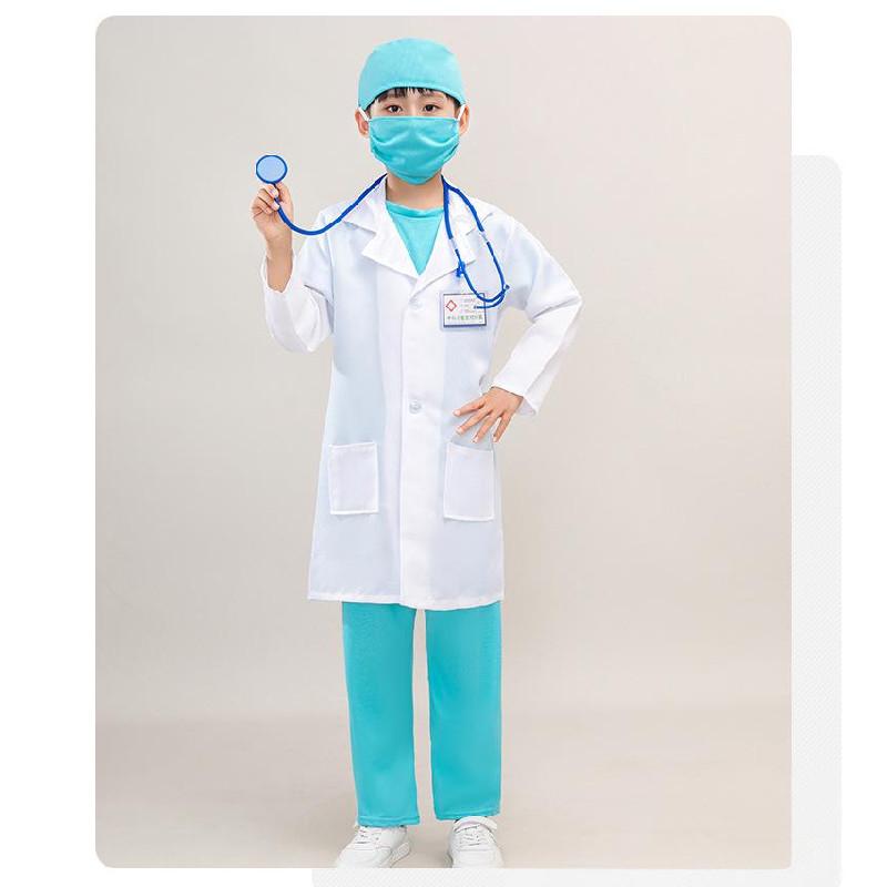 Prevention Suit Epidemic Doctor Surgical Gowns White Coat Kids Halloween Costume