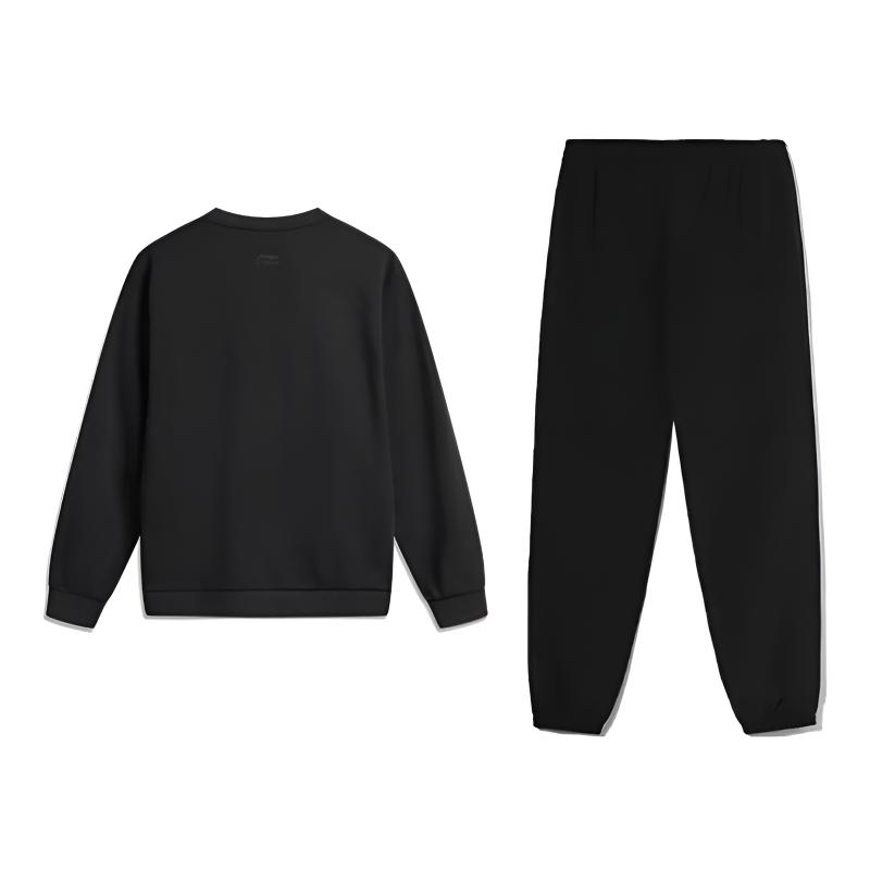 Li Ning Plain Minimalist Fashion Loose Cotton Soft Versatile Crew Neck Pullover Long Sleeve Sweatshirt Casual Sports Set AWDVK45-1+YYKV197-1