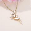 Female White Crystal Angel Pendant Necklace Vintage Gold Color Wedding  For Women