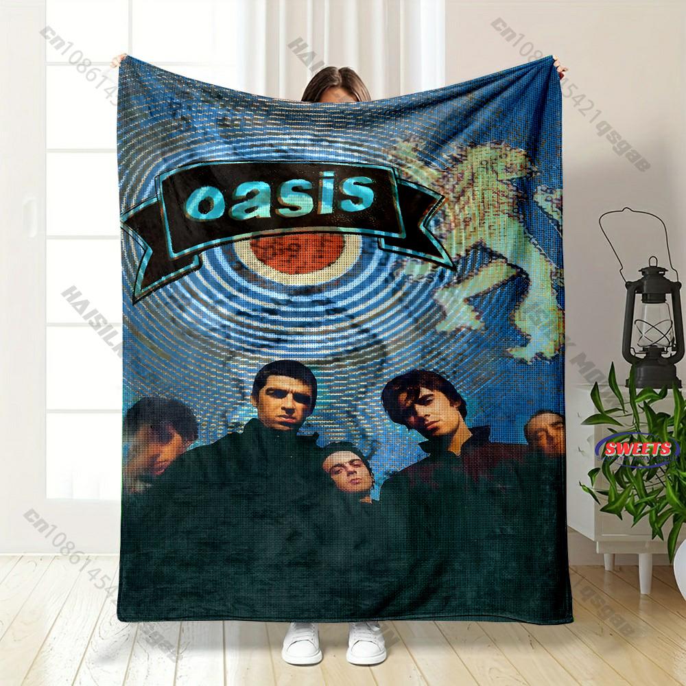 6 Sizes Classic Band Theme 0asis Pattern Printed Blanket,Throw for Bed, Couch & Travel- Ultra Soft & Cozy Gift for Friend Family