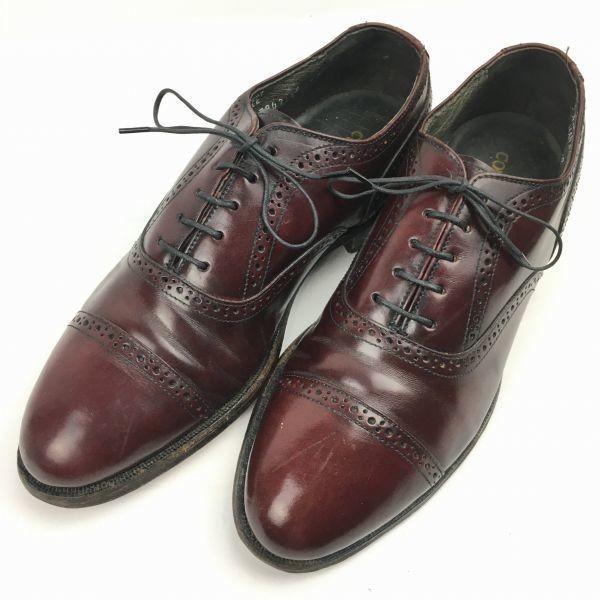 80s Vintage STAFFORD Semi Brogue Cap Toe Shoes Burgundy size 7.5D 25.0-25.5 Men's(USED)