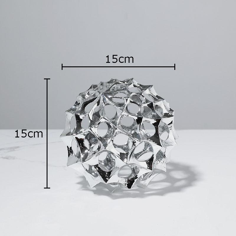 Creative Hollow Spiny Ball Ornaments Metal Crafts Spherical Sculpture Living Room Decoration Artwork Statue Modern Home Decor