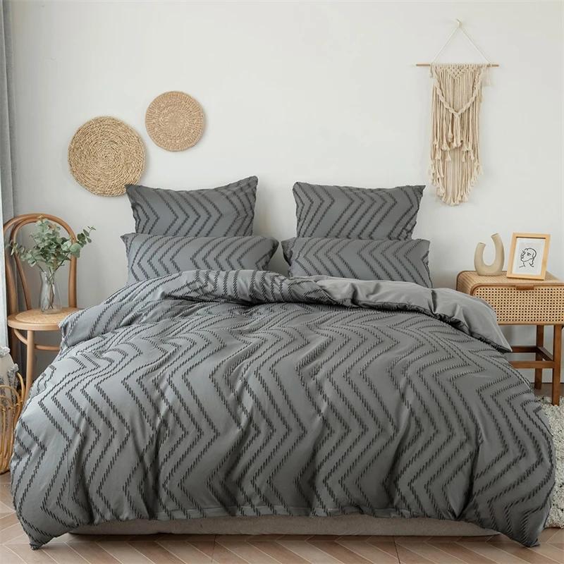 High-quality Ripple Cut Flowers Queen Duvet Cover Set Comfortable Wave Striped Bedding Set Single Double Bed Quilt Cover Sets