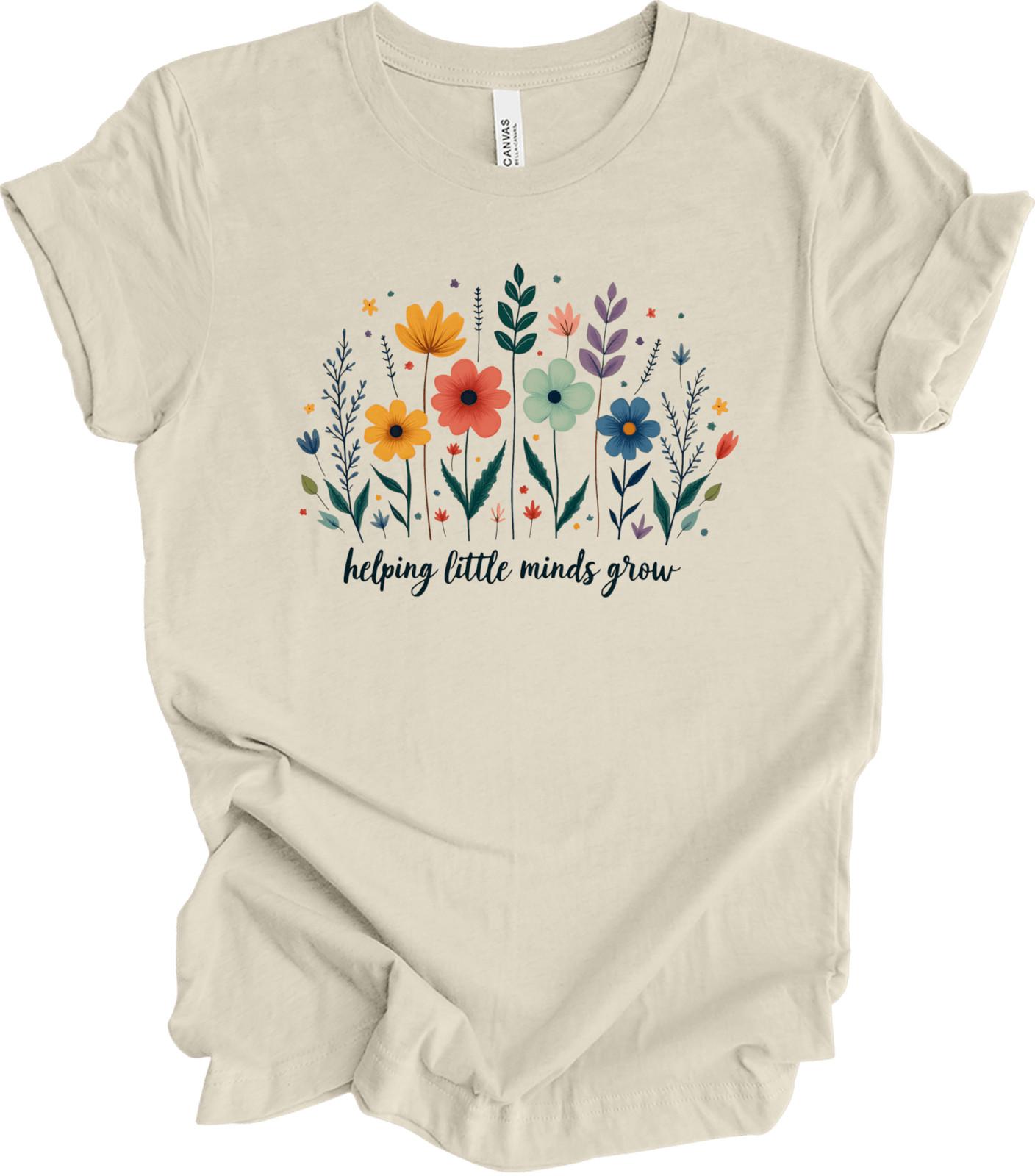 Helping Little Minds Grow Floral Pastel Gift Idea Teacher Educator T-shirt XL
