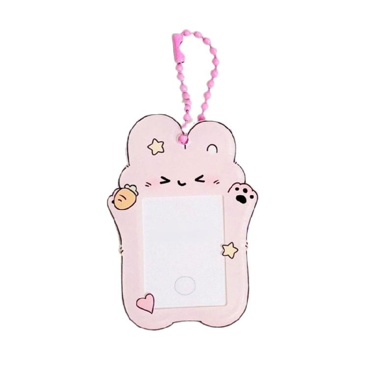 Lovely Cartoon Photocard Holder with Keychain,Cartoon Animal Photo Card Sleeve ID Bank Credit Card Holder Protector