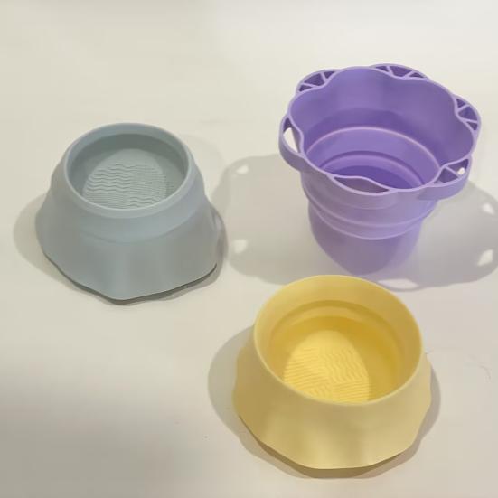 Makeup Brush Cleaning Bowl Foldable Silicone Brush Cleaning Cup Makeup Brush Drying Rack Portable Cosmetic Organizer for Home Travel
