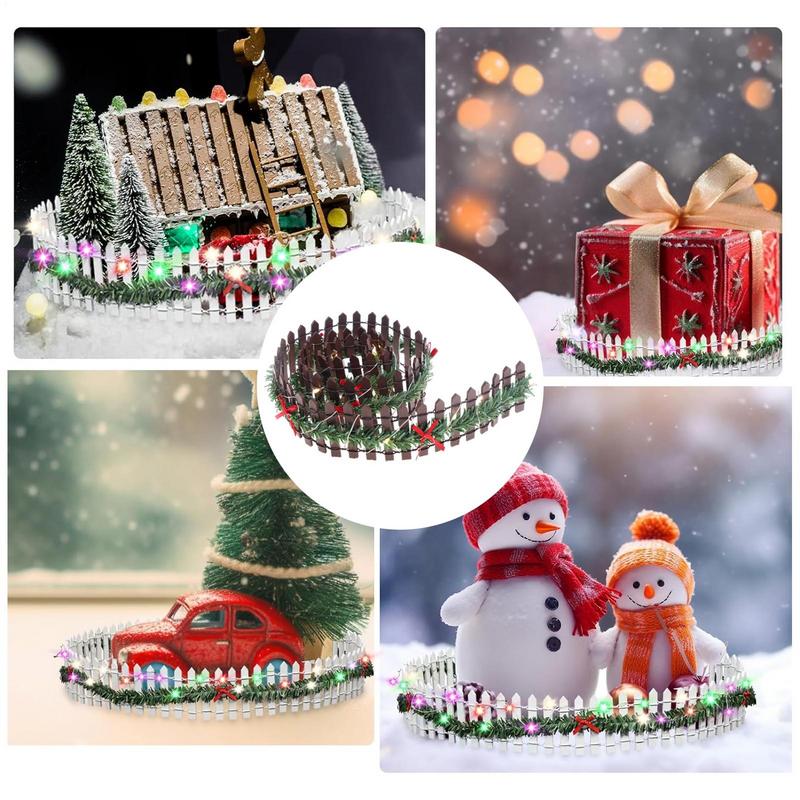Christmas Tree Fence Decoration With LED Handmade rattan wooden fence For New Year Party Home Garden Holiday Indoor Decor