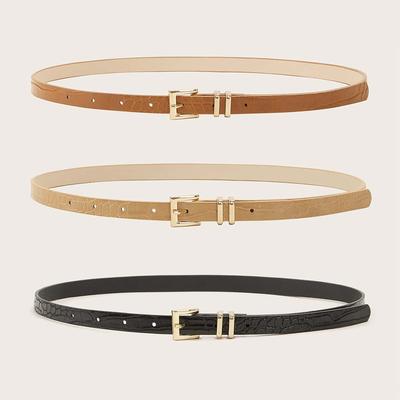 Das neue exquisite und vielseitige Dünne Taillen-Gürtel-Set für Damen mit Krokodilmuster verfügt über einen modischen Basic-PU-Gürtel