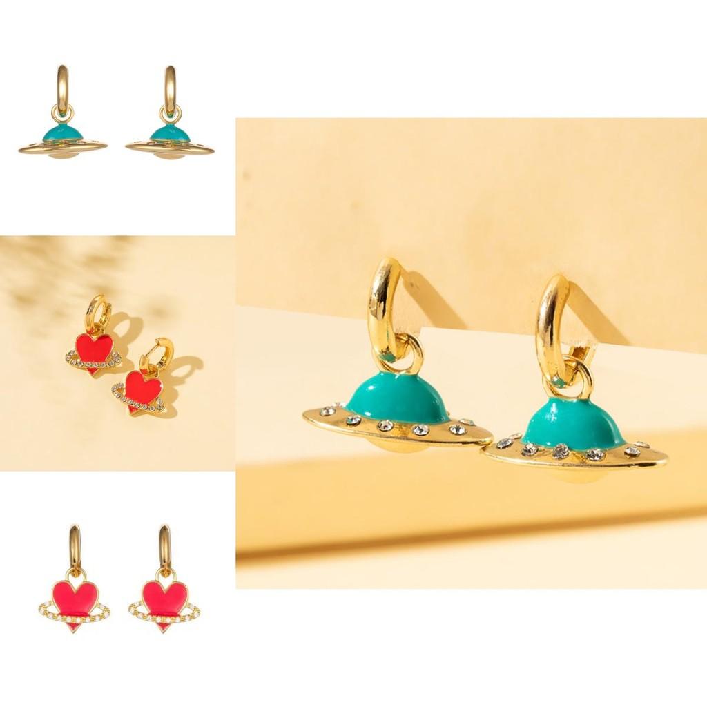 Stylish Summer 2022 Alloy Heart And Planet Earrings For Trendy Fashion Lovers
