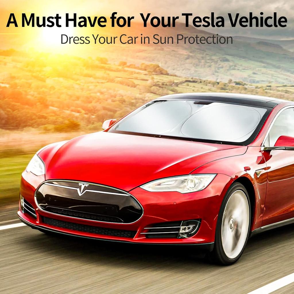 Upgraded Sunshade, Improved UV Protection Fabric, Foldable Front Sun Shade,  Accessories For Tesla Model 3/Y/Y Juniper 2016 To 2026