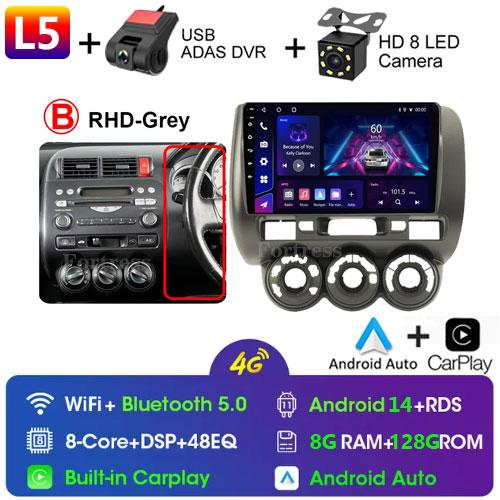 2 Din Android 14 Car Radio For Honda Fit Jazz City 2002-2007 Multimedia Video Player Navigation GPS 4G Carplay Auto Stereo RDS