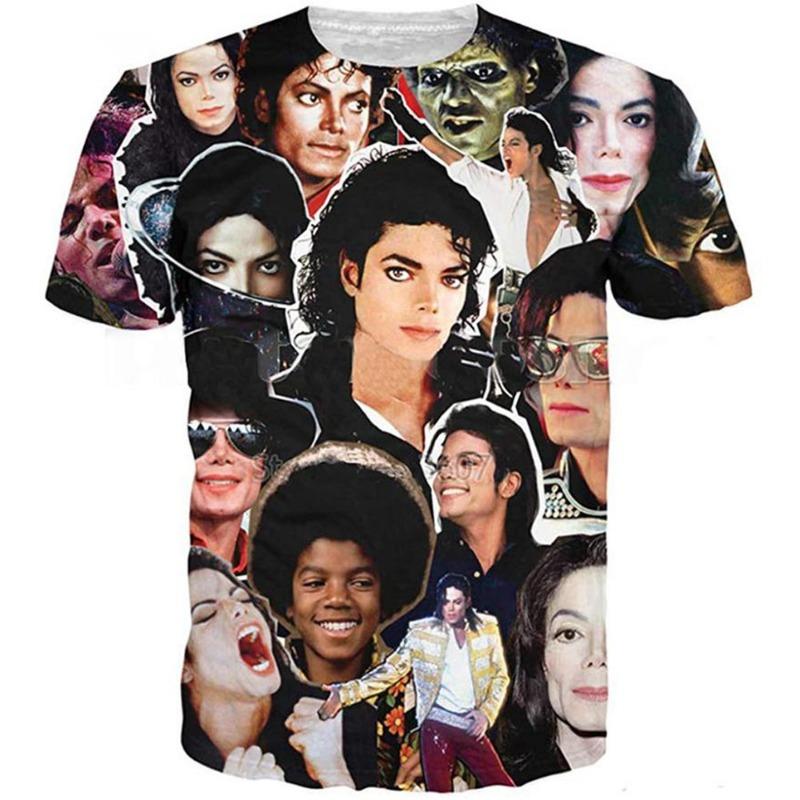 Mode d'été Michael Jackson chanteur hip-hop rétro cool décontracté hommes Harajuku streetwear manches courtes