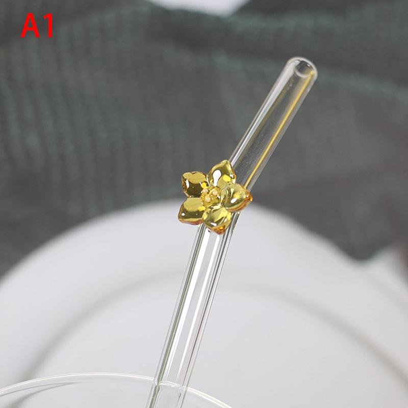 Flower Glass Straw, Reusable Drinking Straws Cute Butterfly For Festival Party Wedding Cocktail Bar Beachs