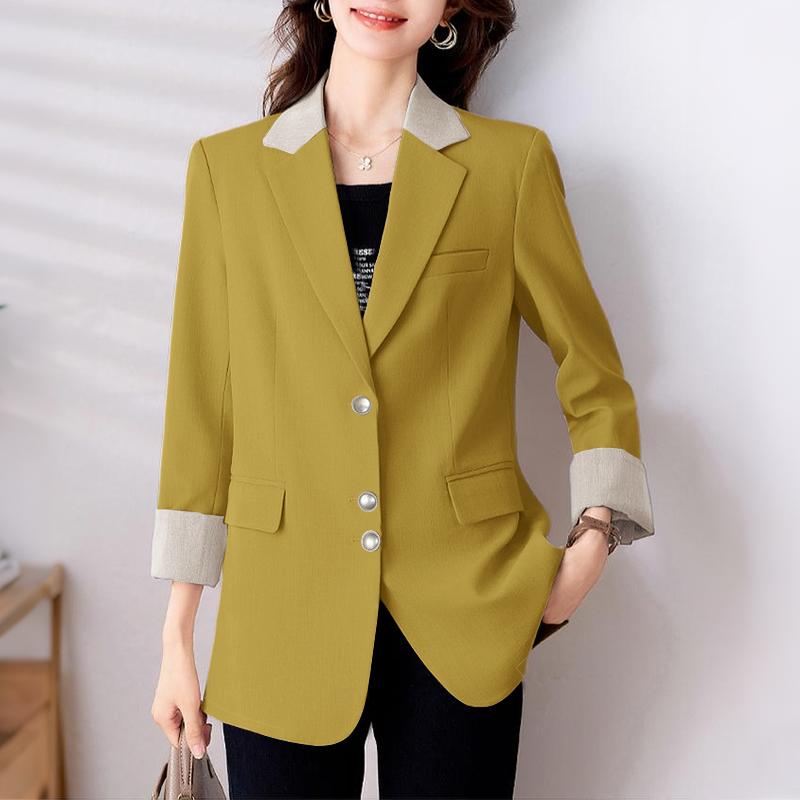 

ZANZEA Women Casual Turn Down Collar 3/4 Sleeve Loose Cardigan Blazer 5XL жёлтый