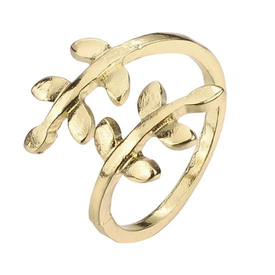 Adjustable Opening Finger Ring Olive Branch Leaf Design Ring золотистый