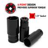 22pcs Combination Drive Extended Socket Hexagonal Impact Sleeve Set with Portable Storage Case 8-32mm Torque for Motor Repair