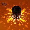 Christmas Party Decorative Projection Solar Light, Snowman Santa Waterproof Metal Wall Lantern, Powered Festive Snowflake Pattern Lighting Warm White