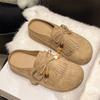Super beliebte bequeme rutschfeste Halbschuhe mit dicker Sohle und Taschenkopf für Damen, Fransen, Schleife, Einzelne Schuhe, Frühjahr und Sommer 2025, neue Modelle