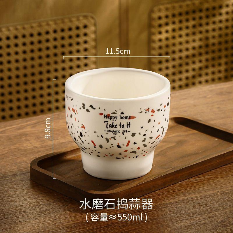 Ceramic garlic mortar garlic crusher garlic garlic masher household grinding mortar stone mortar garlic mortar manual garlic jar