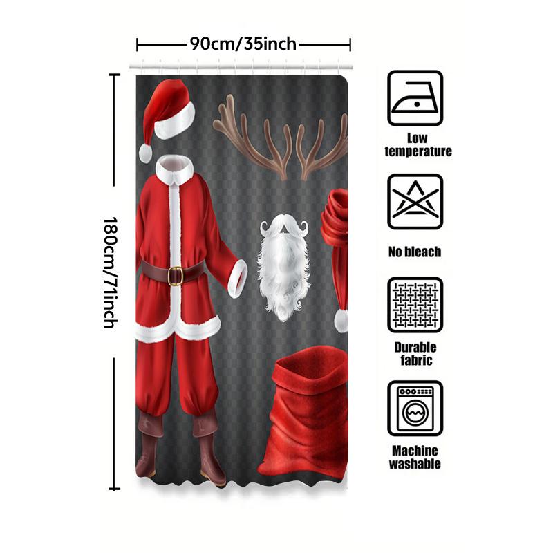 Tu Christmas Shower Curtain Santa Claus Festive Holiday Bathroom Decor Waterproof Xmas Pattern Fabric Backdrop Home Textile