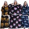 Dikke Fleece Cartoon Dieren Pyjamaset Met Capuchon En Dekentje Winter Huiscomfort