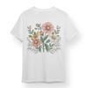 Women's T-shirt With Floral Spring Unisex White 100% Cotton Tee Oversized USA