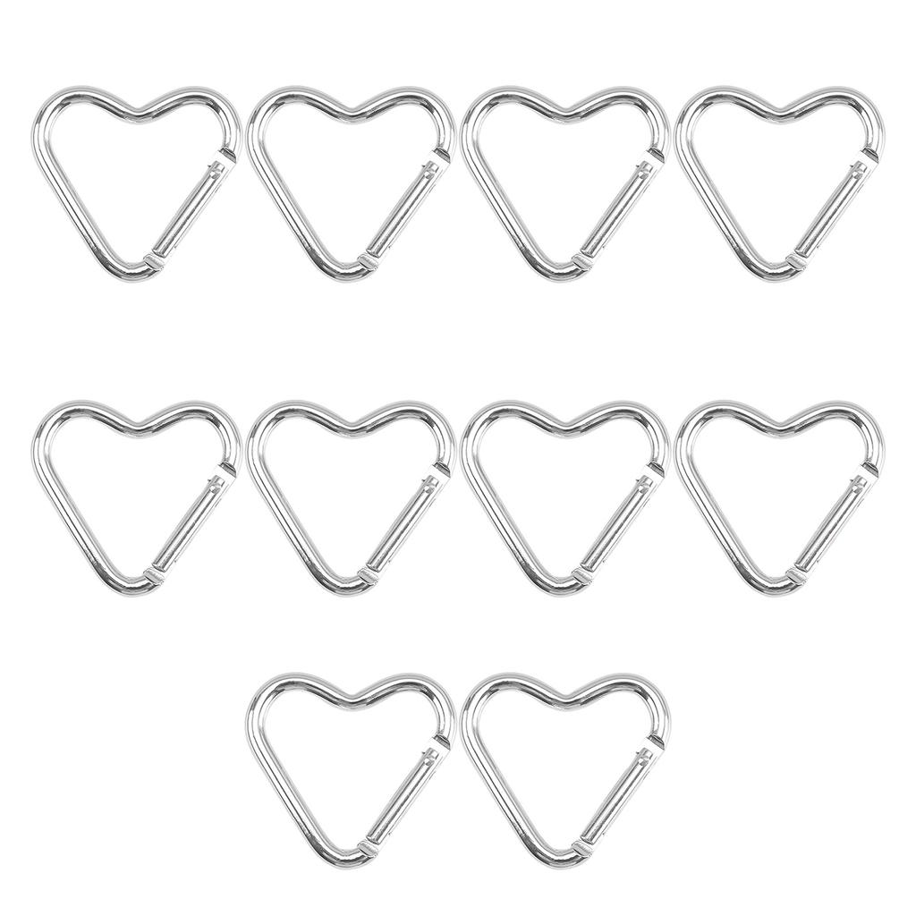 10 Stück Modischer Herzform Federkarabiner Schlüsselanhänger Zubehör Tragbar für Wandern und Rucksackreisen Schlüsselhalter