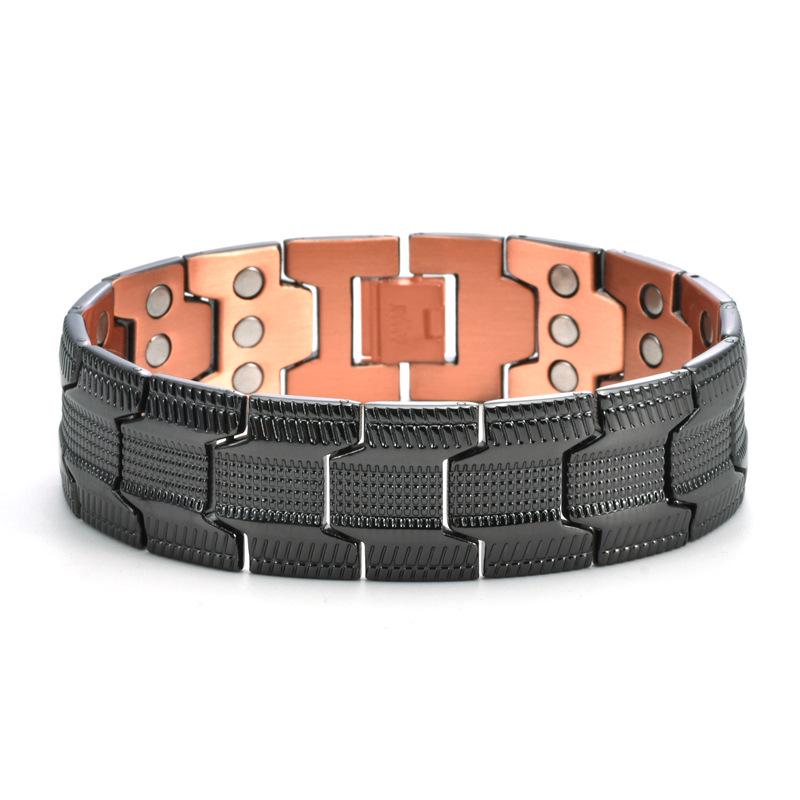Men's Copper Magnetic Energy Bracelet - Three-Row Design with Negative Ions