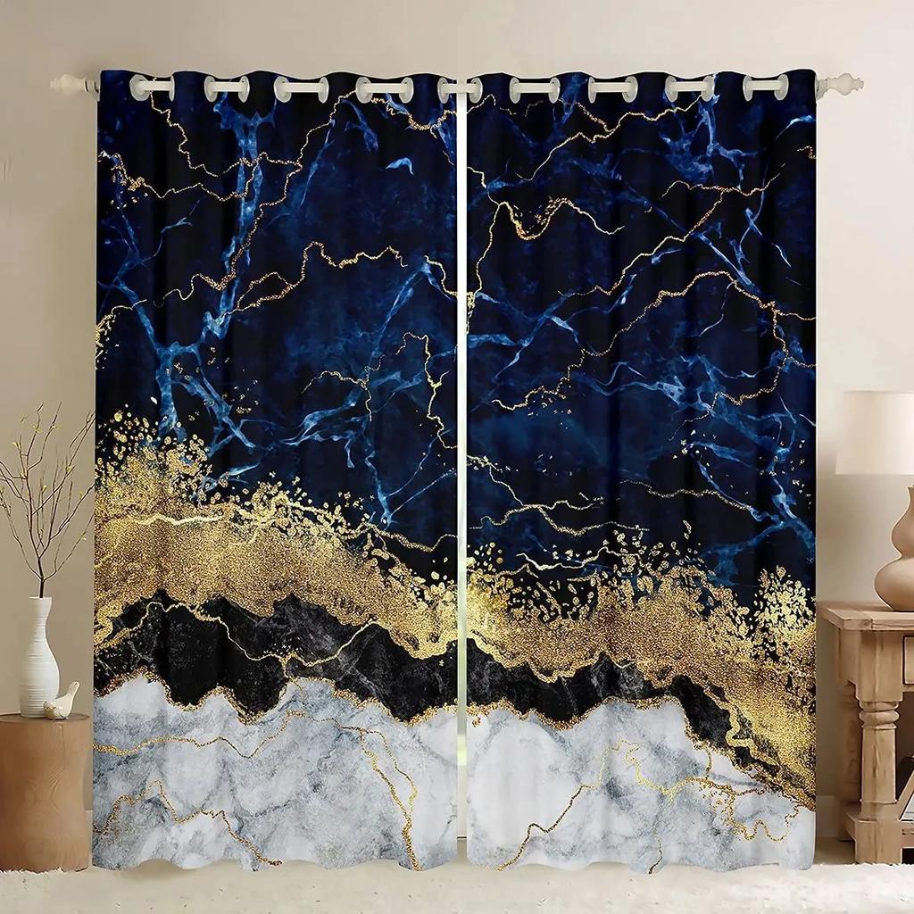 New Trendy Luxury Marble Pattern High Shading Curtain Bedroom Living Room Window Blackout Curtain New Pattern Multiple Colour