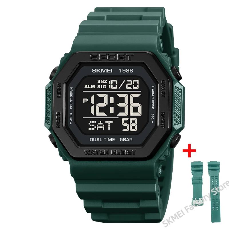 SKMEI 1988 Sports Watch for Men Digital Waterproof Waterproof Wristwatches Mens Back Light Countdown Clock 1628 Reloj Hombre