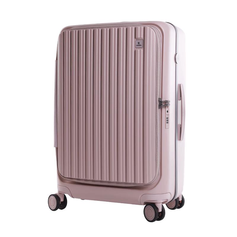 CROWN Zipper Aluminum Frame Front-Opening Travel Suitcase