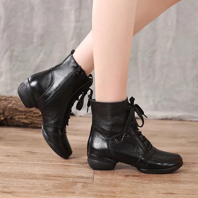 High Quality Woman Cowhide Dancing Women Jazz Dance Shoes Girls Soft Ballroom Modern Shoes Ladies Boots Sneakers Sandals