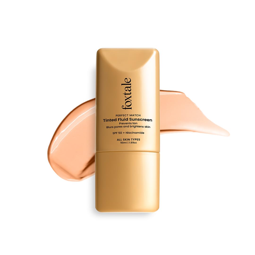 

Foxtale SPF 50 Tinted Sunscreen PA++++ - Caramel | Niacinamide & Vitamin E |UVA/UVB Protection+BB Cream+Foundation in 1| Blurs Pores, Evens Tone,