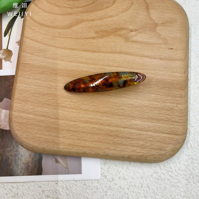 French Retro Oval Acetate Hair Clip - Water Drop Shape Bangs Accessory