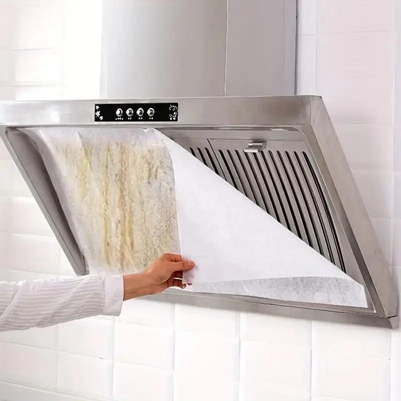 12pcs Disposable Hood Oil Filter Paper Non-woven Cooker Hood Extractor Fan Filter Kitchen Hood Grease Anti Oil Cotton
