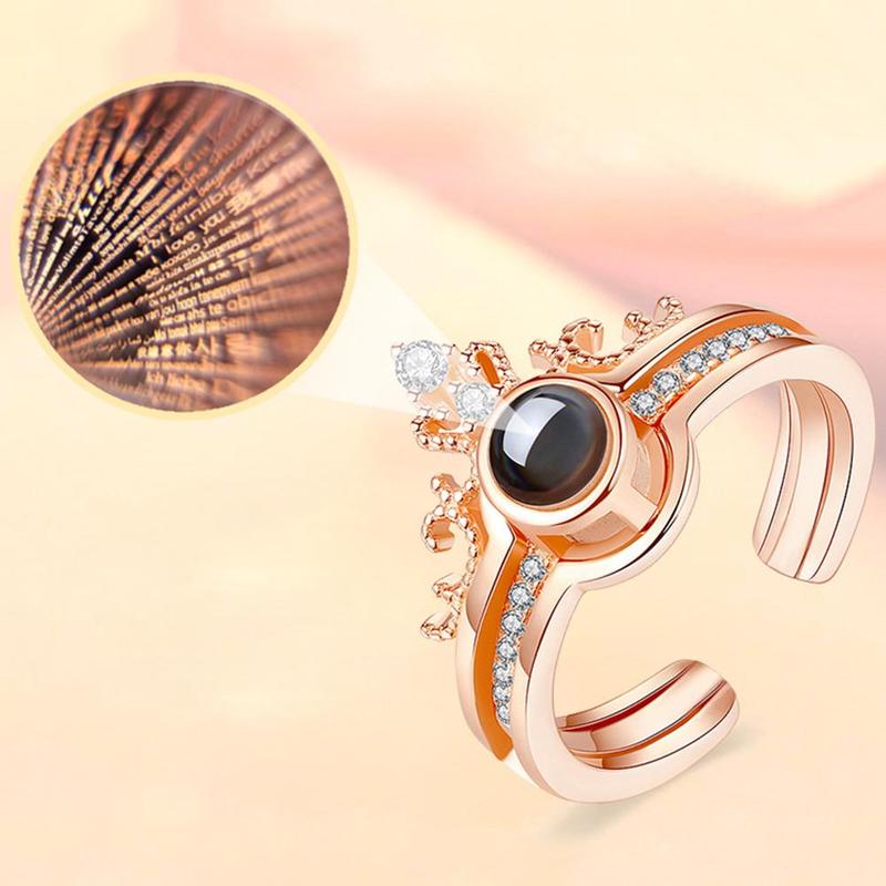 Rhinstone Krone Ring der Projektion 100 Sprachen Paar Ringe I love you Rhinstone Krone Ring der Projektion 100 Sprachen Paar Ringe I love you