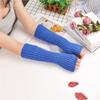 Long Fingerless Gloves Knitted Arm Sleeves Stretchy Arm Cover Thumb Hole Mittens