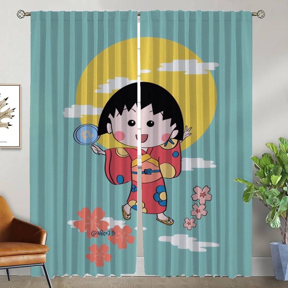 

Anti-mosquito Curtains for Camera Chibi Maruko-chan Curtains Child Room Shades Blackout Curtain Halloween Decoration Partition W50xH70cmx2pcs-CL