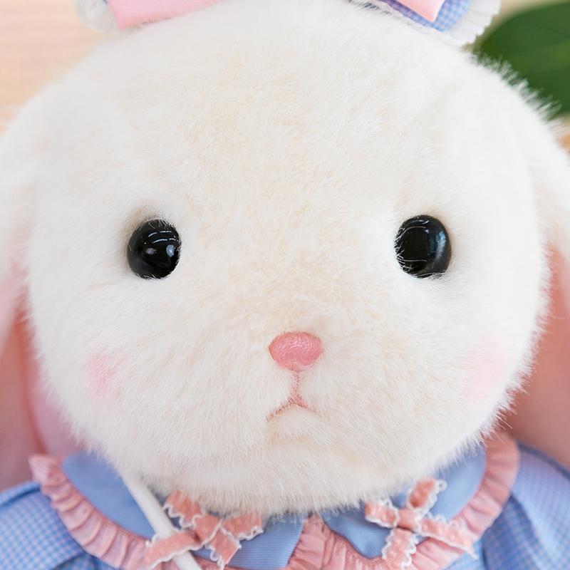Plush Doll Dressed White Rabbit Soft Plush Collectible for Home Decor Desk Bedroom Birthday Holiday Gift for Home Decor