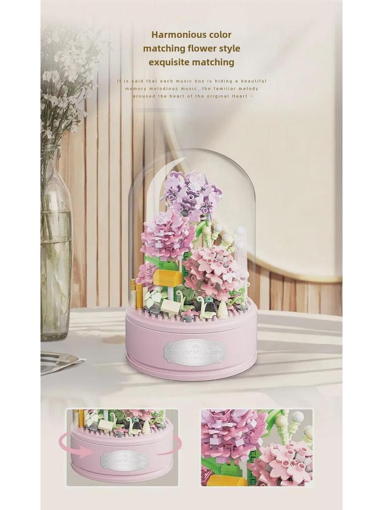 Eternal Rose Music Box Bouquet: Adult Assembled Valentine's Day Gift and Desktop Ornament